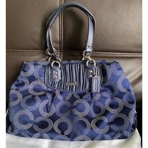 COACH Sophia Cobalt Navy Blue Dotted OP Signature Shoulder Satchel Retired style